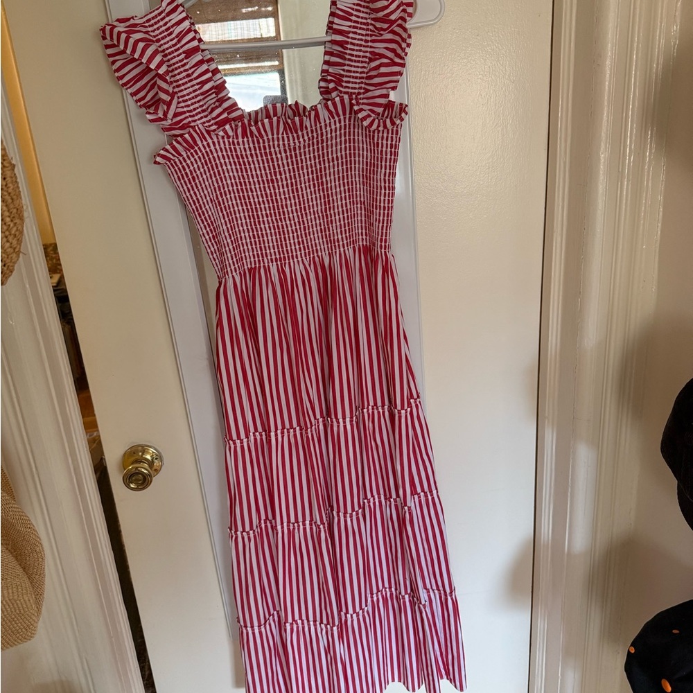 Hill House Red and White Striped Nap Dress with pockets